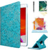 Case for iPad Air 1st Generation Models A1474 A1475 A1476, 360 Rotating Stand, Blue Embossed Flowers
