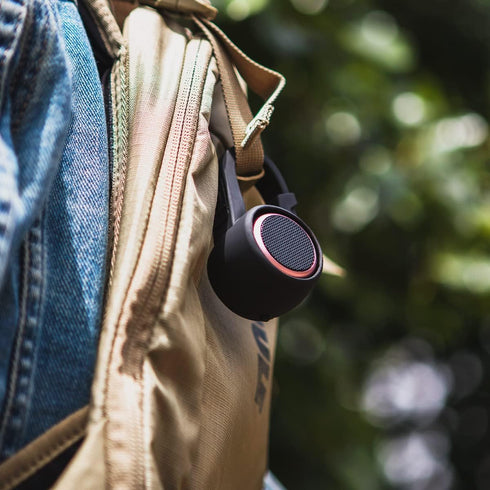Small Clip-On Holder Carabiner, Portable U Micro Speaker Fit, Travel-Friendly, Black, Water Resistant, Durable (Speaker