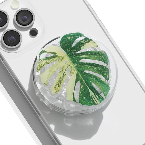 On The Grip OnTheGrip Compatible with Magsafe Magnetic Cute Acrylic Tropical Leaf Design Collapsible Mobile