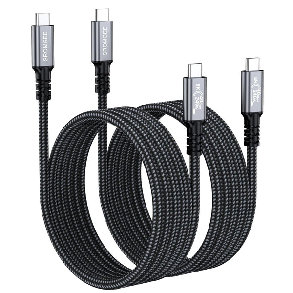 USB 4 Cable 6.6FT 2-Pack, 40Gbps 240W USB C Data Cable for