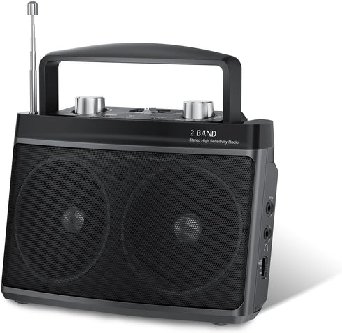 Portable AM FM Radio with Best Reception, Transistor Radio with Bluetooth, Wall or Battery Powered, Small Radio for