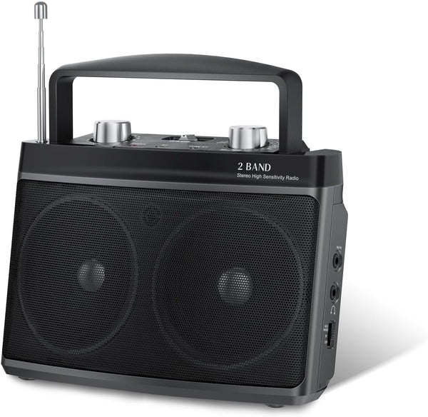 Portable AM FM Radio with Best Reception, Transistor Radio with Bluetooth, Wall or Battery Powered, Small Radio for