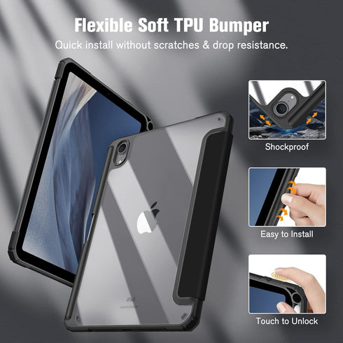 Fintie Hybrid Slim Case for iPad Mini 7 (A17 Pro, 7th Gen) / iPad Mini 6 (6th Gen), Shockproof Cover with Pencil Holder