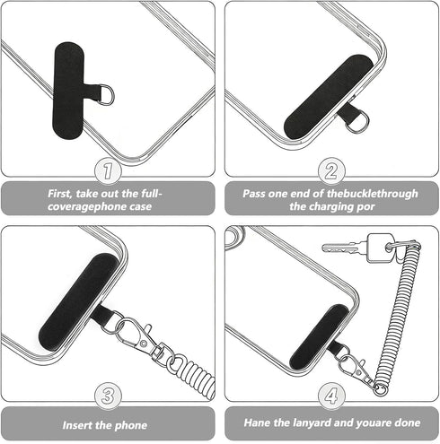 FNANJWQ 10 Pcs Phone Tether Tab, Adhesive-free Lanyard Strap for Full Coverage Phones Cases, Clip for Cell Phone
