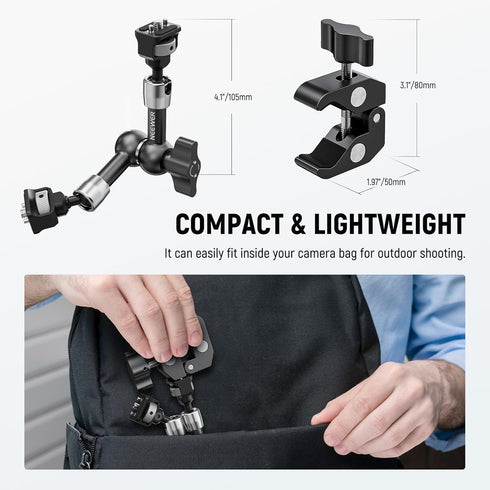 NEEWER 7" Articulating Magic Arm Clamp Mount with Super Clamp for DSLR and Action Camera