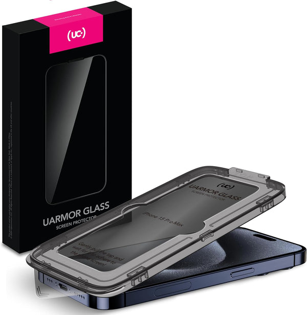 UARMOR Glass Privacy Screen Protector for iPhone 15 Pro Max (6.7") 9H Premium Tempered Glass with Easy Installation