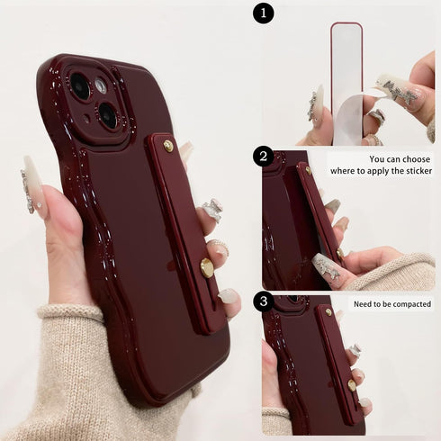 NITITOP 14 Compatible with iPhone Plus Case Cute Simple Wave Design Stylish Wavy Curly Frame with Wrist Adjustable Hand