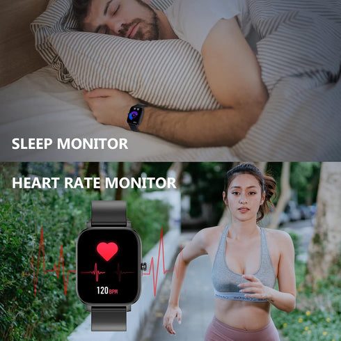 Smart Watch for Fitness Tracking - 1.83" Full Touch Screen, Heart Rate/Sleep Monitor, IP68 Waterproof for Android/iOS