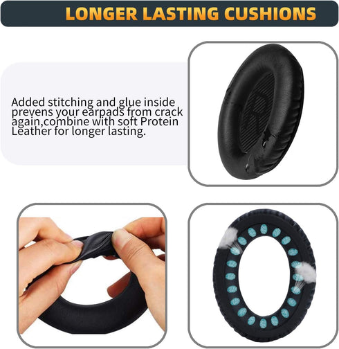 Premium Replacement Ear Pads for Bose QC35 & QC35ii Headphones, Comfortable Memory Foam, Fits QuietComfort