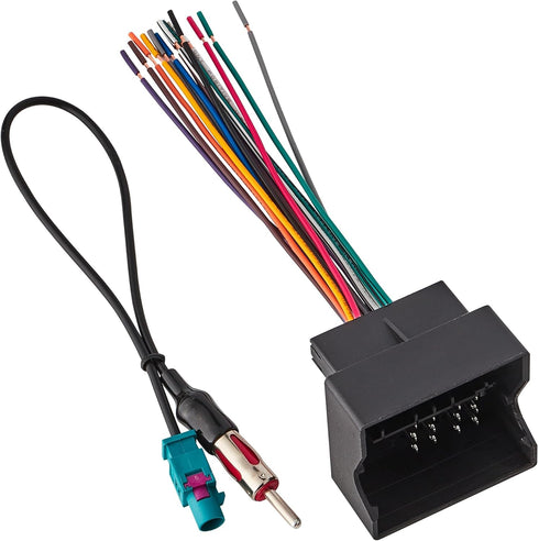 Stereo Radio Wire Harness with Antenna Adapter for BMW, Volkswagen, Mercedes-Benz Aftermarket Radio Connector