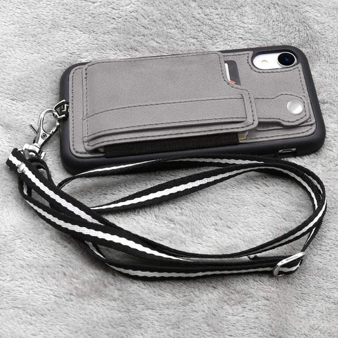 TOOVREN Wallet Case for Women Men with Leather Card Holder, Case for iPhone XR 6.1" (Gray)