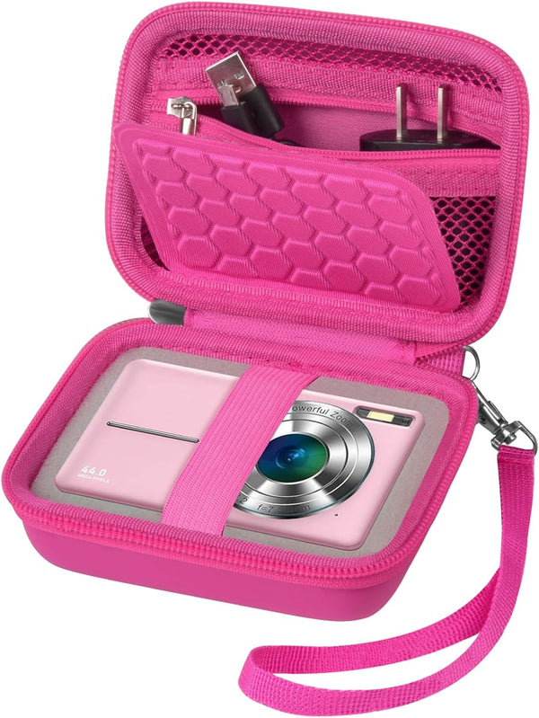 AbergBest Carrying & Protective Case for Digital Camera, Compatible with Kodak Pixpro/Canon PowerShot - Rose Red