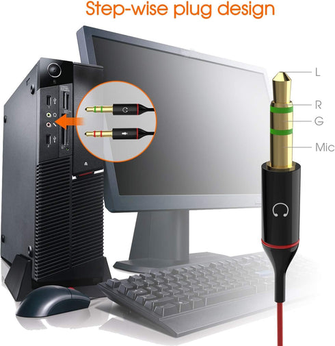 Yxflz 3.5mm, 2 1 Headset PS4 Headset Headphone Splitter Audio Splitter Female to Male, Y Splitters Cable for Xbox