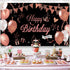 KOKAR Happy Birthday Decorations Banner, Large Black and Rose Gold Sign for Girls Women Birthday Party