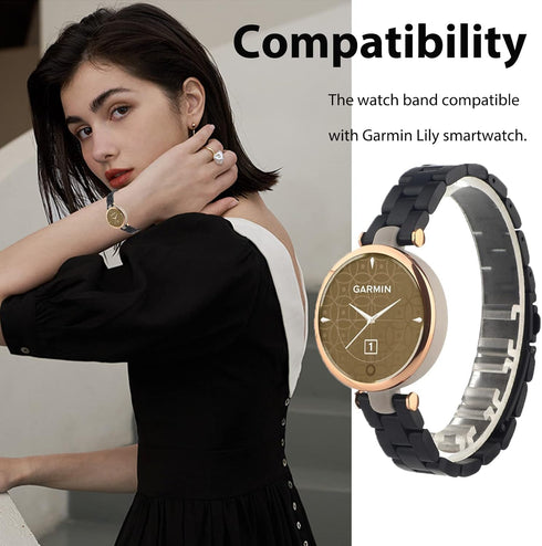 Miimall Metal Watch Band Compatible with Garmin Lily Watch, Stainless Steel Band Adjustable Wristband Replacement Men Women Metal Band Accessories Bracelet Fit for Garmin Lily SmartWatch