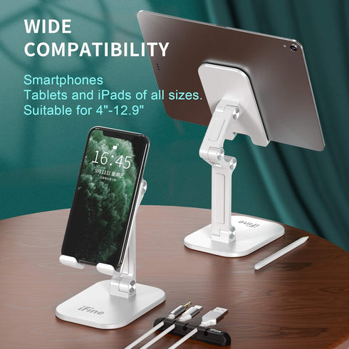 Foldable Adjustable Cell Phone Stand for iPhone 12 and All Smartphones, Heavy Duty Mobile Stand, Tablet Holder