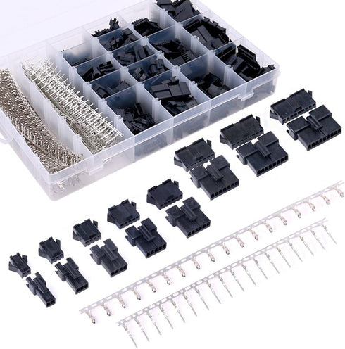 Glarks 1940Pcs 2.5mm Pitch 2/3/4/5/6/7/8/9 Pin Male and Female Plug Housing with JST-SM Connector Assortment Kit.