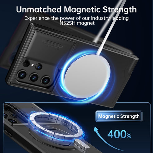 Samsung Galaxy S22 Ultra Case by FUNMIKO - Shockproof, Wireless Charging, Sliding Camera Cover, Magnetic Kickstand -