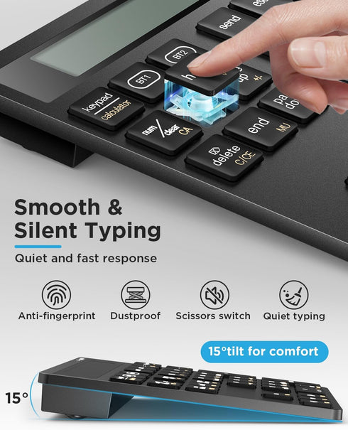 YoFeW 34 2-in-1 Rechargeable Wireless Number Pad for Laptop, Keys Numeric Keypad with Dual Bluetooth & Display, Numpad