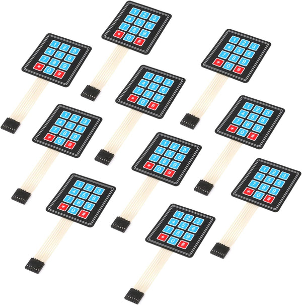 10Pcs 3x4 Matrix Array Membrane Switch Keypad, 69.2*76.9mm, 12 Key Microcontroller Extended Keyboard for Arduino