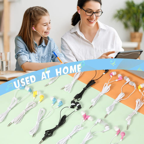 Kigeli 100 Pack Kids Bulk Earbud Headphones - Wired Earbud 3.5 mm Disposable Earphones Set for School