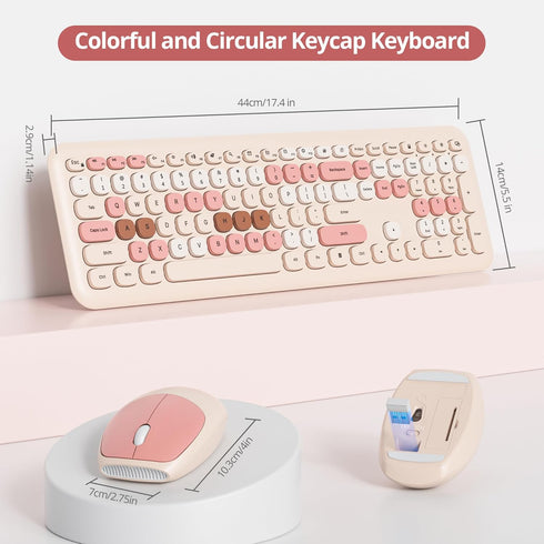 Typewriter Wireless Keyboard and Mouse Combo, 2.4G Office 104 Keys Retro Punk Keyboard for Laptop PC Desktops