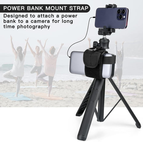 Universal Power Bank Holder, Equipment Mounting Strap for Tripod Camera Portable Charger, Adjustable Carrier Strap Holder for Power Bank, Hard Drive, Computer Power and ect.
