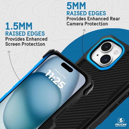 Pelican Shield Series iPhone 15 Case 6.1", 21ft Military Grade Drop Protection, Rugged Magnetic Charging Cover, Black
