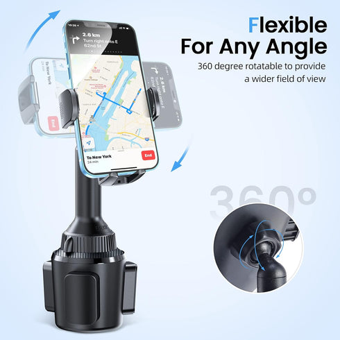 Cup Holder Phone Mount with Wireless Car Charger 15W Qi Fast Charging, Adjustable Cupholder Phone Holder for iPhone