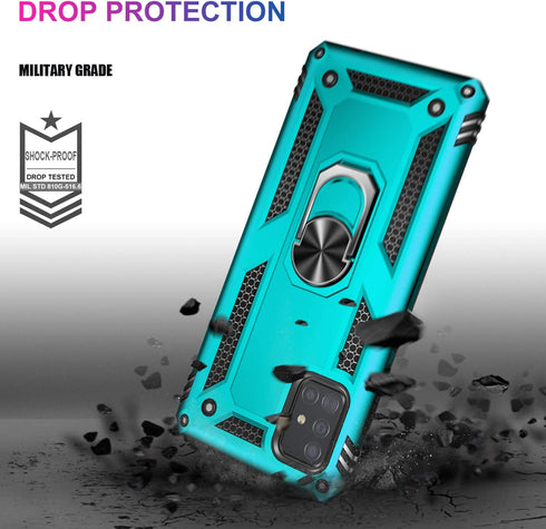 LUMARKE Galaxy A51 4G Case with Screen Protector, Military Grade Protective Phone Cover with Magnetic Ring Kickstand,