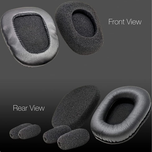 Cushion Replacement Kit for Blue Parrott B550-XT Bluetooth Headset, 2 Leather Cushions, 2 Foam Earpads