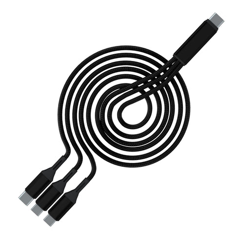 GELRHONR 3 in 1 USB C Splitter Cable, 5A Fast Charge, 3 Type-C Male, 1.2m Nylon Braided, Compatible with Mobile/Android.