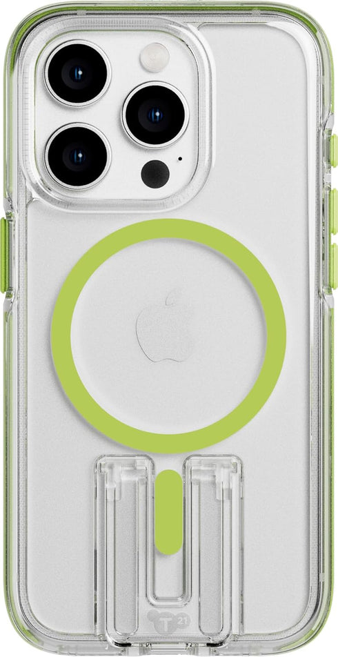Tech21 Evo Crystal Kick Case for iPhone 15 Pro - Compatible with MagSafe - Impact Protection Case - Lime
