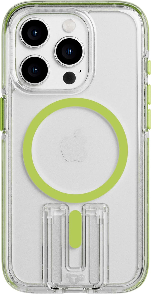 Tech21 Evo Crystal Kick Case for iPhone 15 Pro - Compatible with MagSafe - Impact Protection Case - Lime