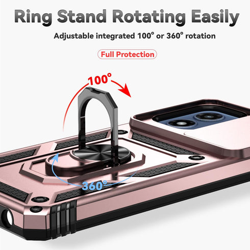 Moto G 5G 2024 Case with Slide Camera Cover, HD Screen Protector, Military Grade Drop Tested Magnetic Ring Holder