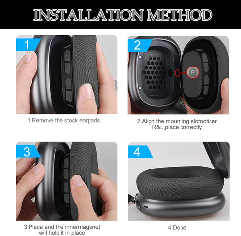 Replacement Ear Cushions for AirPods Max - Blue Mesh Fabric & Memory Foam Covers for Ultimate Comfort.