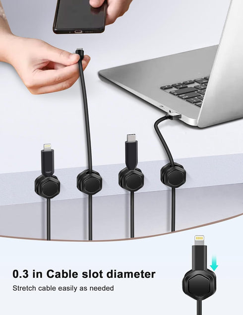 Magnetic Cord Organizer for Desk - Magnetic Cable Clips for Phone Charger, Computer, Home, Office, Car