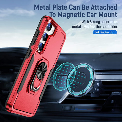 for Samsung Galaxy S23 Plus Case, Rugged Protective Military Grade Shockproof Case with Kickstand (Red)