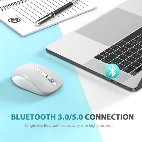 JOYACCESS Bluetooth Mouse, 2.4G Wireless Dual Mode Mouse for Laptop, MacBook, Windows, and Android - Gray
