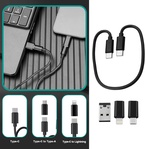 Multi-Function Universal Smart Adaptor Card Storage Box 28.5cm Double Headed USB C Cable Micro-USB/Light-Ning/USB to USB C Adapter SIM Card Opener