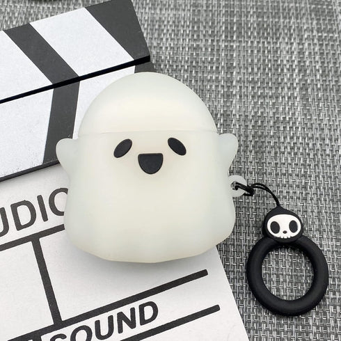 Compatible AirPods Case Cover, Glow in The Dark Cute Ghost Case for AirPods 2nd & 1st, Soft Silicone