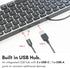Macally Wired Keyboard for Mac with USB Hub (2X USB-C / 1x USB-A), Small Apple Keyboard for MacBook Pro/Air, iMac