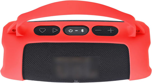 Silicone Case for JBL Charge 5 Portable Bluetooth Speaker, Protective Sleeve with Handle and Shoulder Strap, Red