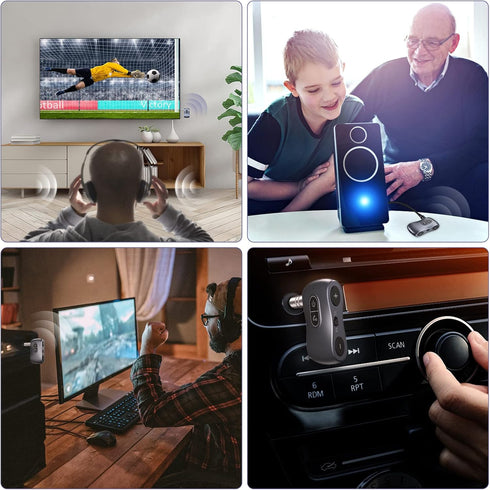 Aux Bluetooth Adapter for Car, Bluetooth 5.3 Transmitter Receiver, Portable 3.5mm Adapter for Home Stereo/TV/Headphones