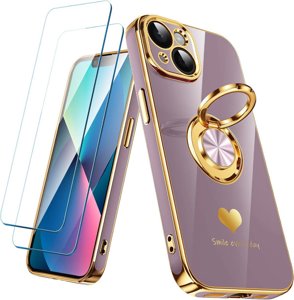 Nonional Compatible for iPhone 13 Case with 2 Pack Screen Protector, 360 Rotatable