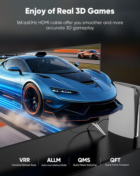 16K 10K 8K 10FT, 8K@120Hz 144Hz 2.2 96Gbps, Highwings HDMI Cable HDMI Cord Ultra High Speed Durable, Flexible