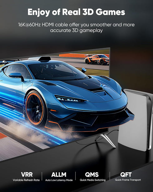 16K 10K 8K 6FT, 8K@120Hz 144Hz 2.2 96Gbps, Highwings HDMI Cable HDMI Cord Ultra High Speed Durable, Flexible