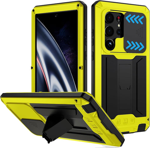 Samsung Galaxy S23 Ultra 5G Case, Heavy Duty Aluminum Metal Gorilla Glass Waterproof Shockproof Protector Cover with