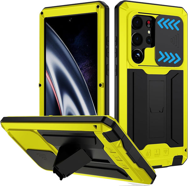 Samsung Galaxy S23 Ultra 5G Case, Heavy Duty Aluminum Metal Gorilla Glass Waterproof Shockproof Protector Cover with