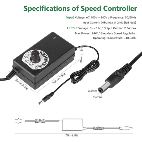 2 120mm 240mm 110V 240V x Computer Fan with AC Plug, - AC Powered Fan with Variable Speed Controller for Receiver